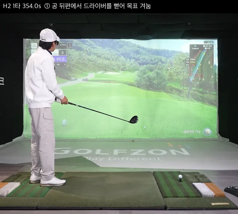 김국진 공 뒤에서 클럽을 뻗어 목표를 겨눔